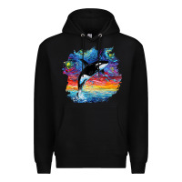 Black Orca Killer Whale Starry Night Impressionist Dog Art By Aja Premium Hoodie - PixelFlow