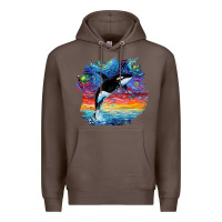Coffee Orca Killer Whale Starry Night Impressionist Dog Art By Aja Premium Hoodie - PixelFlow