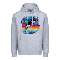Heather Grey Orca Killer Whale Starry Night Impressionist Dog Art By Aja Premium Hoodie - PixelFlow