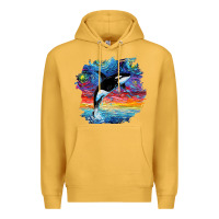 Mustard Orca Killer Whale Starry Night Impressionist Dog Art By Aja Premium Hoodie - PixelFlow
