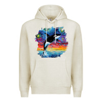 Oatmeal Heather Orca Killer Whale Starry Night Impressionist Dog Art By Aja Premium Hoodie - PixelFlow