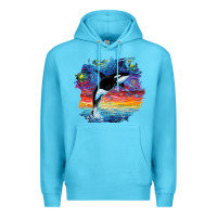 Ocean Blue Orca Killer Whale Starry Night Impressionist Dog Art By Aja Premium Hoodie - PixelFlow