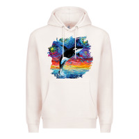 Pale Pink Orca Killer Whale Starry Night Impressionist Dog Art By Aja Premium Hoodie - PixelFlow