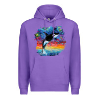 Purple Orca Killer Whale Starry Night Impressionist Dog Art By Aja Premium Hoodie - PixelFlow