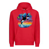 Red Orca Killer Whale Starry Night Impressionist Dog Art By Aja Premium Hoodie - PixelFlow
