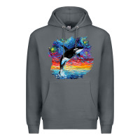 Rock Orca Killer Whale Starry Night Impressionist Dog Art By Aja Premium Hoodie - PixelFlow