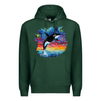 Sports Green Orca Killer Whale Starry Night Impressionist Dog Art By Aja Premium Hoodie - PixelFlow