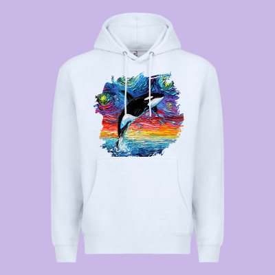 Orca Killer Whale Starry Night Impressionist Dog Art By Aja Premium Hoodie Designed By Pixelflow