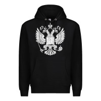Black russian double headed eagle for a russia fan gift t shirt Premium Hoodie - PixelFlow