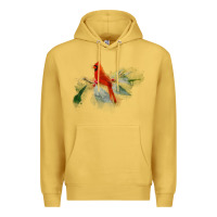 Antique Gold wild red cardinal bird long sleeve Premium Hoodie - PixelFlow