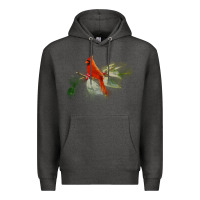 Charcoal Heather wild red cardinal bird long sleeve Premium Hoodie - PixelFlow