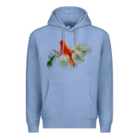 Colony Blue wild red cardinal bird long sleeve Premium Hoodie - PixelFlow