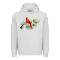 Dove Grey wild red cardinal bird long sleeve Premium Hoodie - PixelFlow