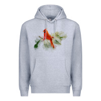 Heather Grey wild red cardinal bird long sleeve Premium Hoodie - PixelFlow
