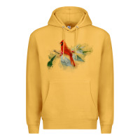 Mustard wild red cardinal bird long sleeve Premium Hoodie - PixelFlow