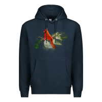 Navy wild red cardinal bird long sleeve Premium Hoodie - PixelFlow