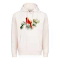 Pale Pink wild red cardinal bird long sleeve Premium Hoodie - PixelFlow