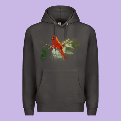 Wild Red Cardinal Bird Long Sleeve Premium Hoodie Designed By Pixelflow
