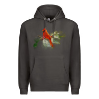 Smoke wild red cardinal bird long sleeve Premium Hoodie - PixelFlow