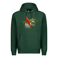 Sports Green wild red cardinal bird long sleeve Premium Hoodie - PixelFlow