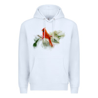 White wild red cardinal bird long sleeve Premium Hoodie - PixelFlow