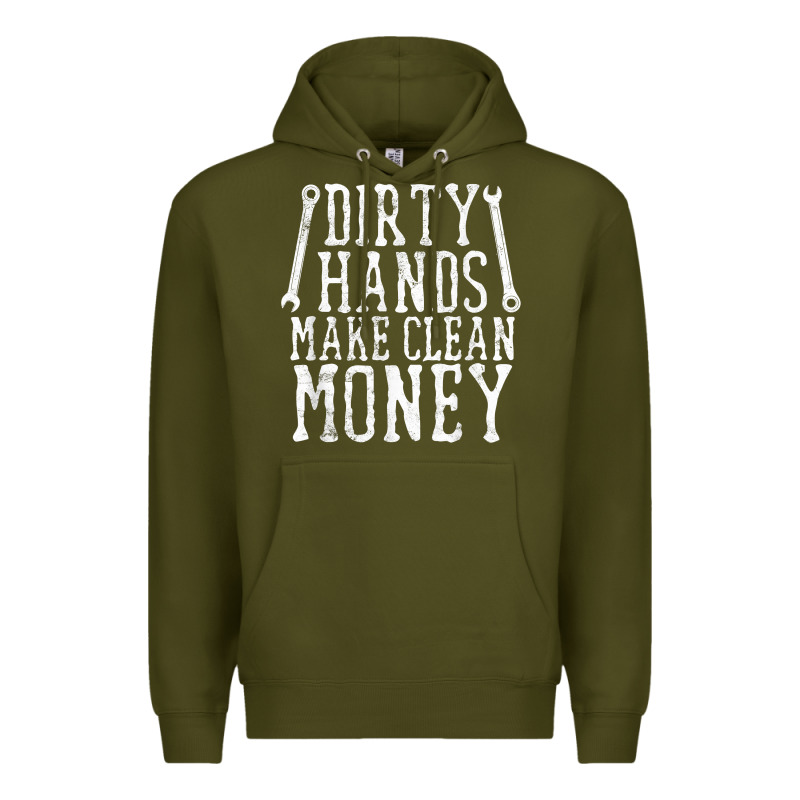 Dirty Hands Make Clean Money T Shirt Wrench Mechanic Gift Premium Hoodie by PixelFlow | Teevron