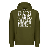 Army Green dirty hands make clean money t shirt wrench mechanic gift Premium Hoodie - PixelFlow