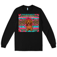 Black dachshund puppy floral Long Sleeve Tee - Artiststas