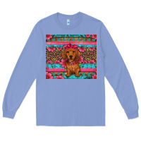 Colony Blue dachshund puppy floral Long Sleeve Tee - Artiststas