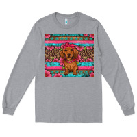 Heather Grey dachshund puppy floral Long Sleeve Tee - Artiststas