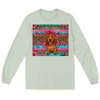 Matcha dachshund puppy floral Long Sleeve Tee - Artiststas