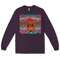 Plum dachshund puppy floral Long Sleeve Tee - Artiststas