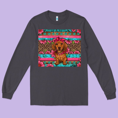 Dachshund Puppy Floral Long Sleeve Tee Designed By Artiststas