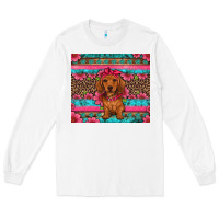 White dachshund puppy floral Long Sleeve Tee - Artiststas