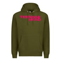 Army Green Teenage Head Print (Pink) Plain Premium Hoodie - PixelFlow