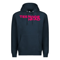 Navy Teenage Head Print (Pink) Plain Premium Hoodie - PixelFlow