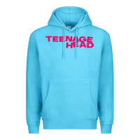 Ocean Blue Teenage Head Print (Pink) Plain Premium Hoodie - PixelFlow