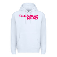 White Teenage Head Print (Pink) Plain Premium Hoodie - PixelFlow
