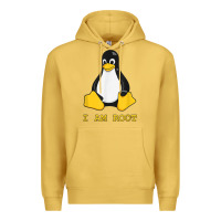 Antique Gold Linux Mascot Tux the Penguin I Am Root TShirt Men Women Kids Premium Hoodie - PixelFlow