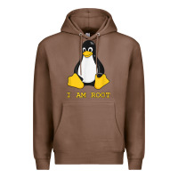 Chestnut Linux Mascot Tux the Penguin I Am Root TShirt Men Women Kids Premium Hoodie - PixelFlow