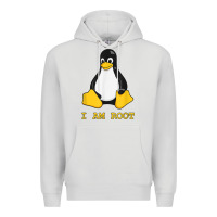 Dove Grey Linux Mascot Tux the Penguin I Am Root TShirt Men Women Kids Premium Hoodie - PixelFlow