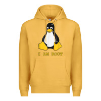 Mustard Linux Mascot Tux the Penguin I Am Root TShirt Men Women Kids Premium Hoodie - PixelFlow