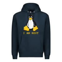 Navy Linux Mascot Tux the Penguin I Am Root TShirt Men Women Kids Premium Hoodie - PixelFlow