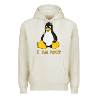 Oatmeal Heather Linux Mascot Tux the Penguin I Am Root TShirt Men Women Kids Premium Hoodie - PixelFlow