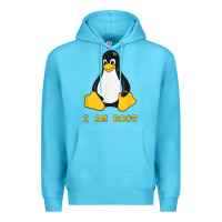 Ocean Blue Linux Mascot Tux the Penguin I Am Root TShirt Men Women Kids Premium Hoodie - PixelFlow
