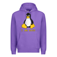 Purple Linux Mascot Tux the Penguin I Am Root TShirt Men Women Kids Premium Hoodie - PixelFlow