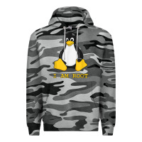 Slate Camo Linux Mascot Tux the Penguin I Am Root TShirt Men Women Kids Premium Hoodie - PixelFlow