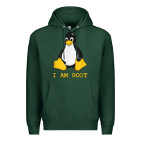 Sports Green Linux Mascot Tux the Penguin I Am Root TShirt Men Women Kids Premium Hoodie - PixelFlow