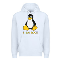 White Linux Mascot Tux the Penguin I Am Root TShirt Men Women Kids Premium Hoodie - PixelFlow