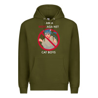 Army Green i am a mom against cat boys Premium Hoodie - PixelFlow